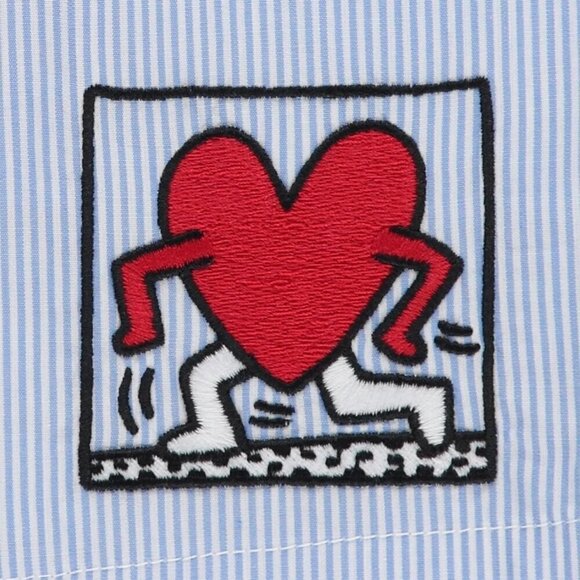 Keith Haring Womens Tee & Boxer Set White Tee Blue Striped Short Soft - Picture 6 of 6